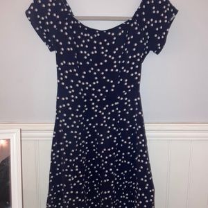 navy blue and white polka dot mini dress - size xs